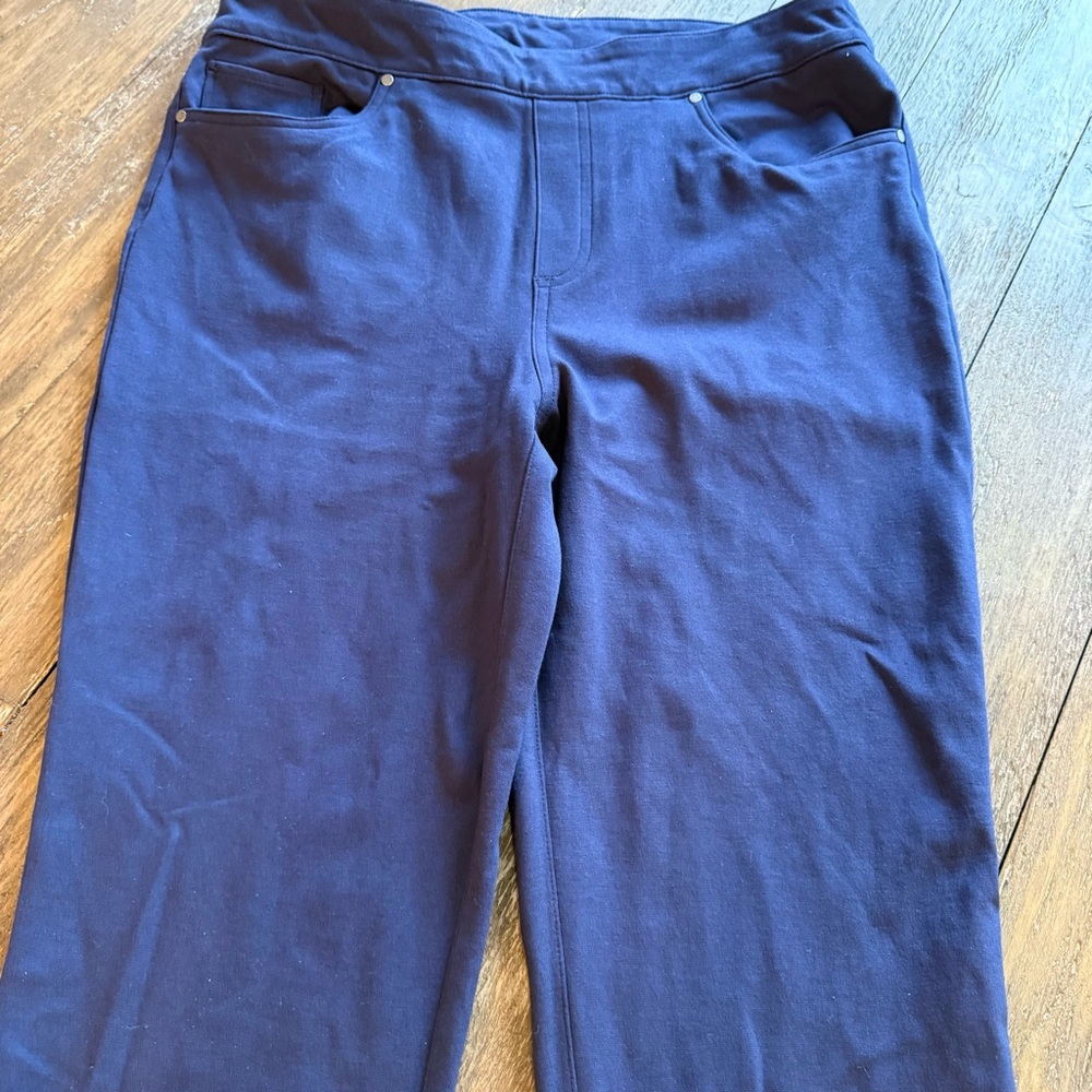 Chico's Ponte Knit Ankle Pants Navy Blue Pull-On Elastic Waist Size 1 (8-10) - Picture 10 of 12